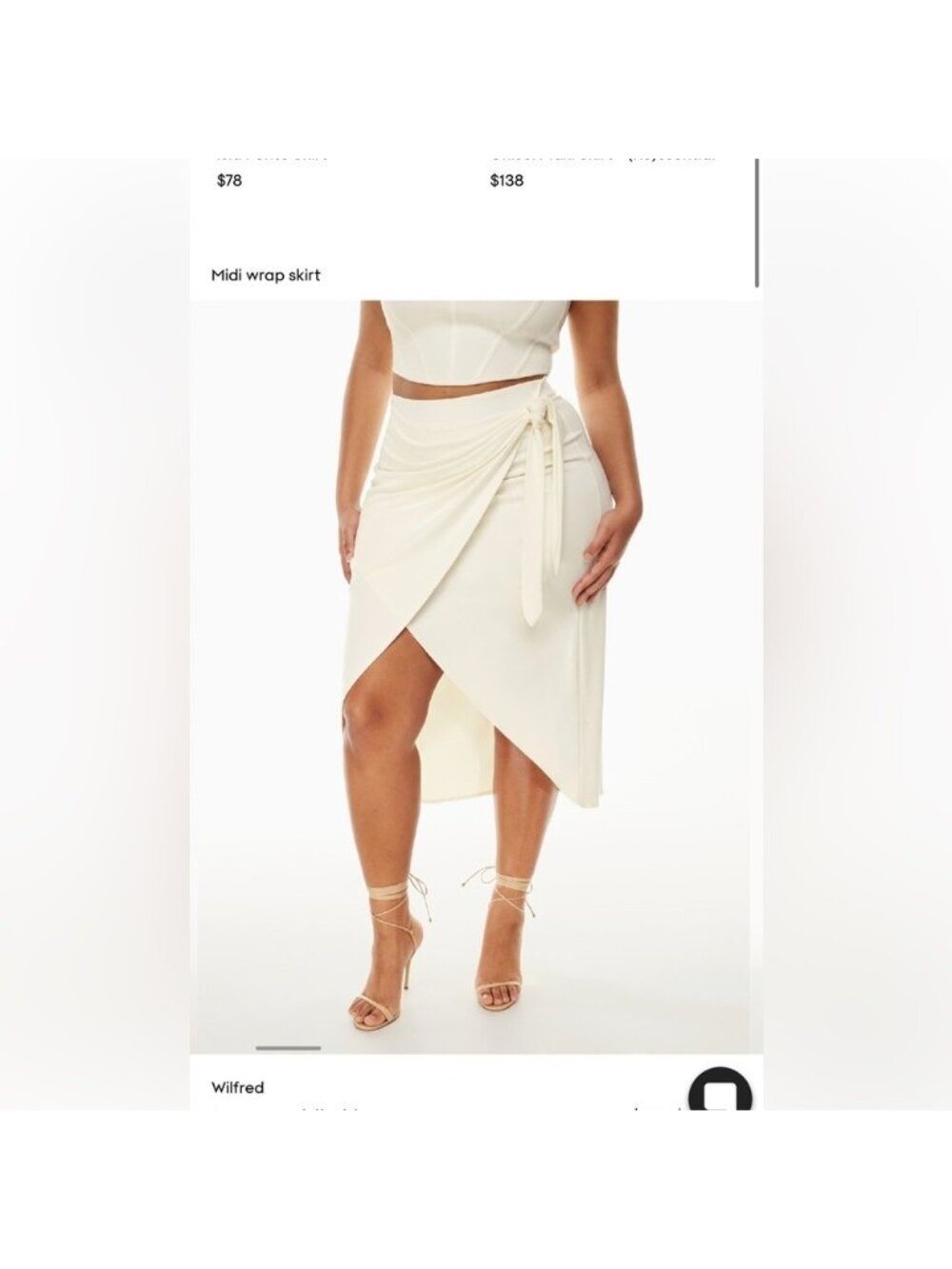 Aritzia S NEW NWOT Wilfred Cream Wrap Skirt